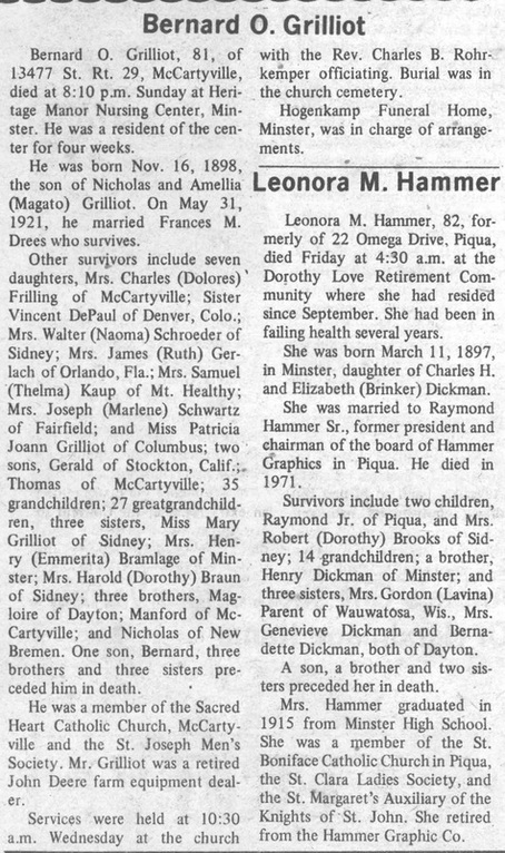 Bernard O. Grilliot Obituary